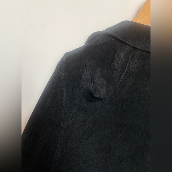 Vtg Mark Singer Softwear 90s Black Jersey Cardigan Knit Open Front Medium Petite - Picture 8 of 12